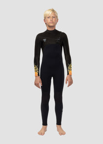 Vissla High Seas Boys Fire 4/3 Full Suit Chest Zip, Black - Stoke Outlets