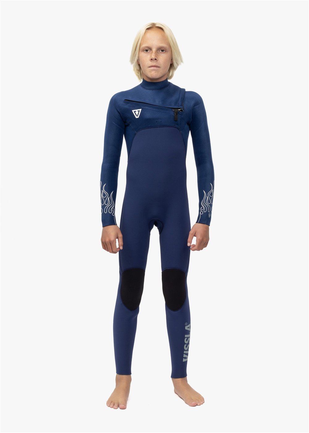 Vissla High Seas Boys Fire 4/3 Full Suit Chest Zip, Deep Royal - Stoke Outlets