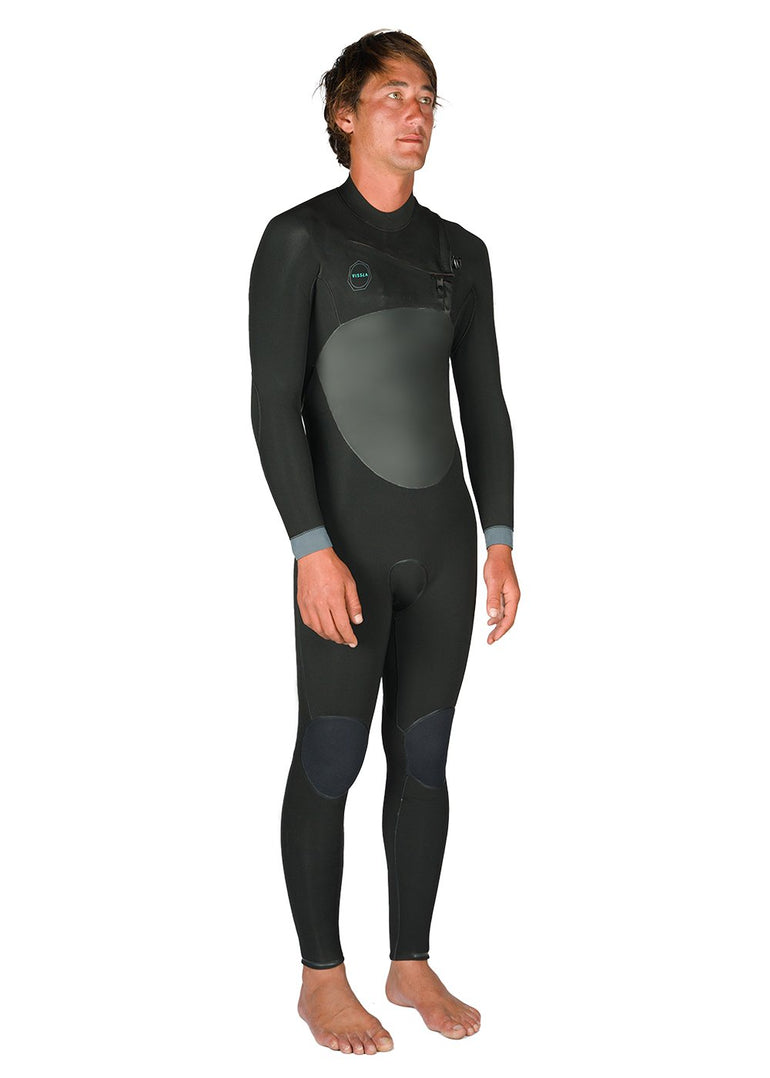 Vissla NORTH SEAS 4 - 3 FULL CHEST ZIP - BLK - Stoke Outlets