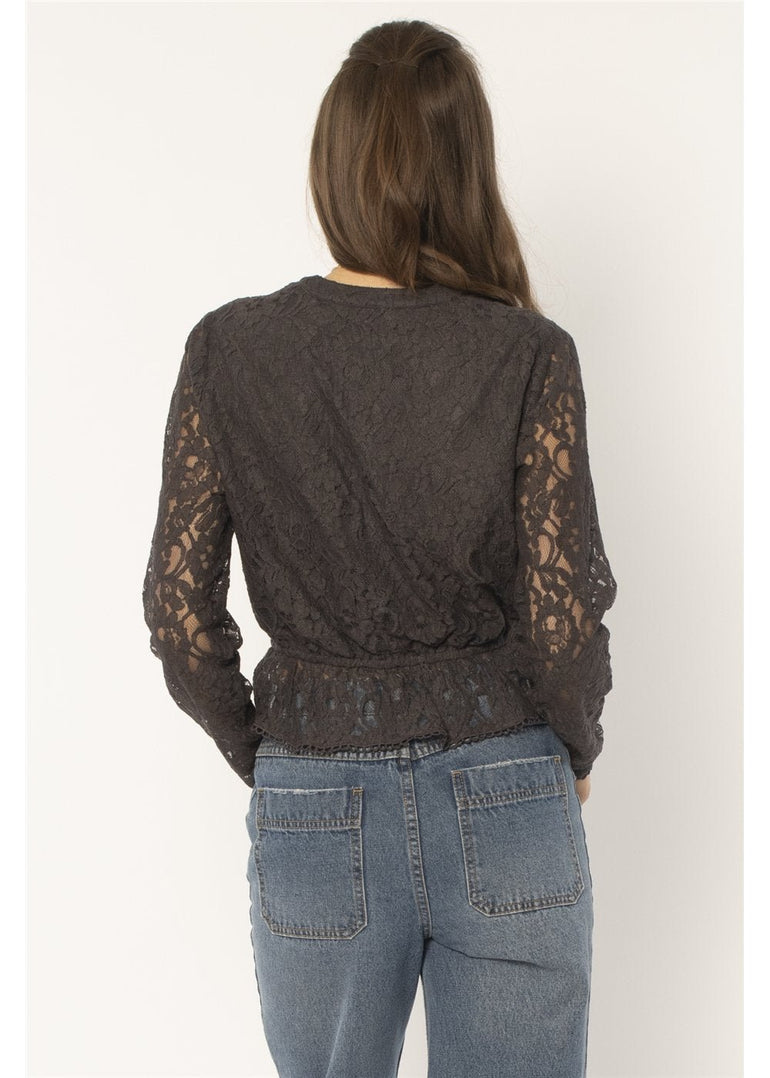 AMUSE SOCIETY CAMEO L/S WOVEN TOP-ASH - Stoke Outlets