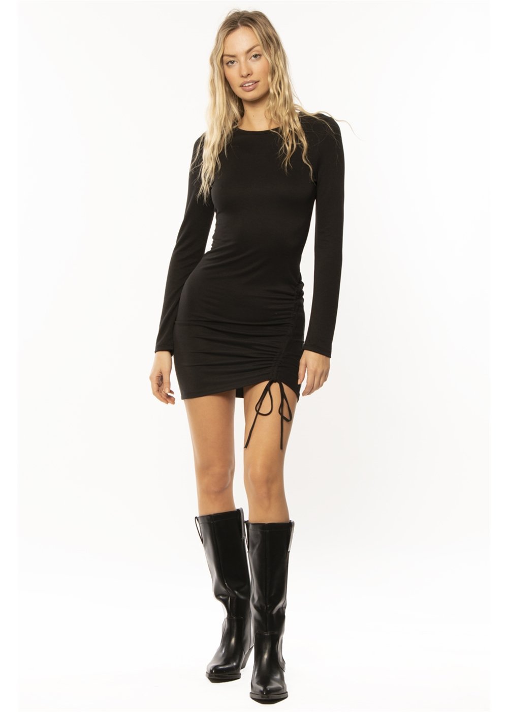 Amuse Society DUSK TO DAWN LS KNIT DRESS-BLK - Stoke Outlets