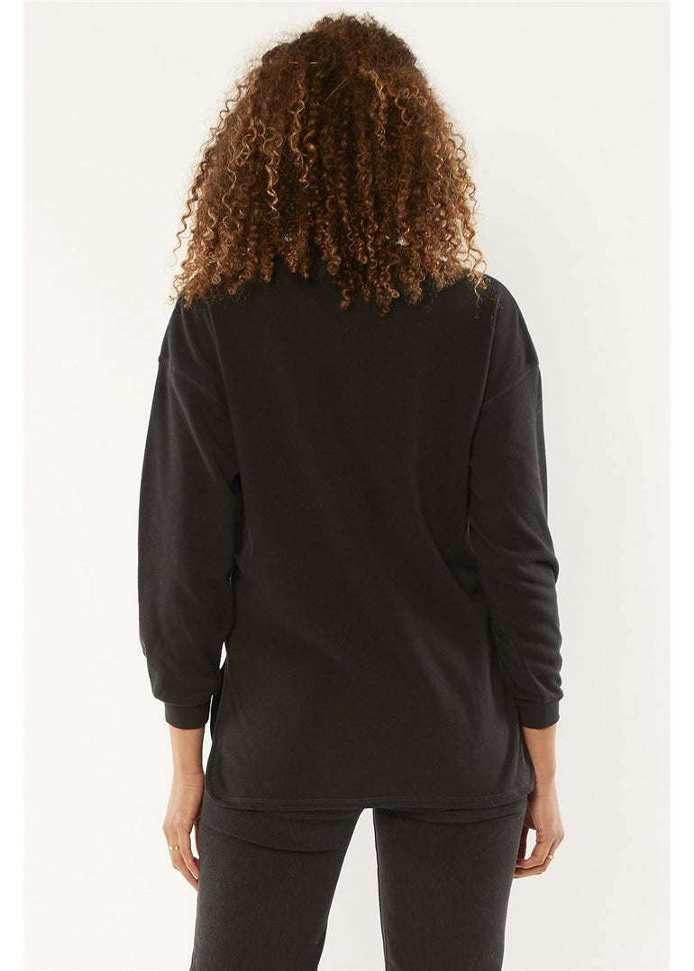 AMUSE SOCIETY JESS L/S FLEECE KNIT TOP-BLK - Stoke Outlets