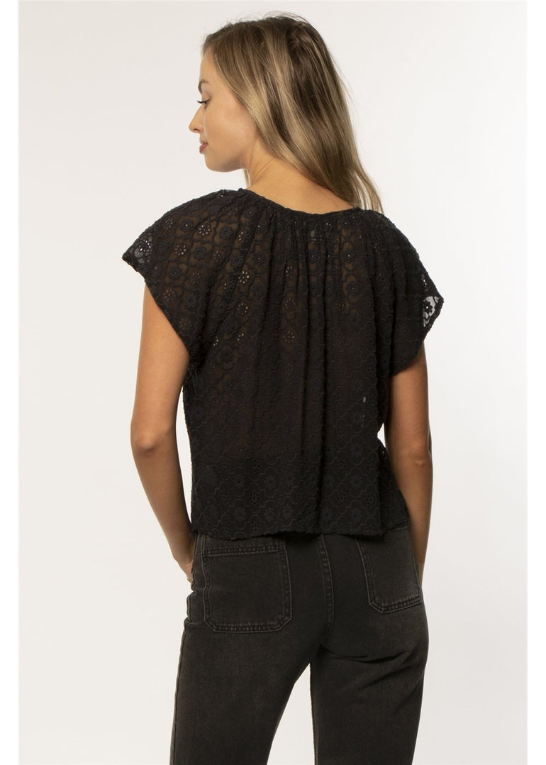 AMUSE SOCIETY KAHLO SS WVN TOP-BLK - Stoke Outlets