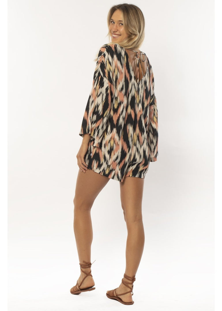 Sisstrevolution SUNNY SIDE LS WVN ROMPER-BLK - Stoke Outlets