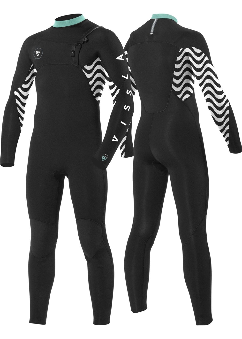 Vissla BOYS SEVEN SEAS SHREDDER 3 - 2 FULL CHEST ZIP - BLK - Stoke Outlets
