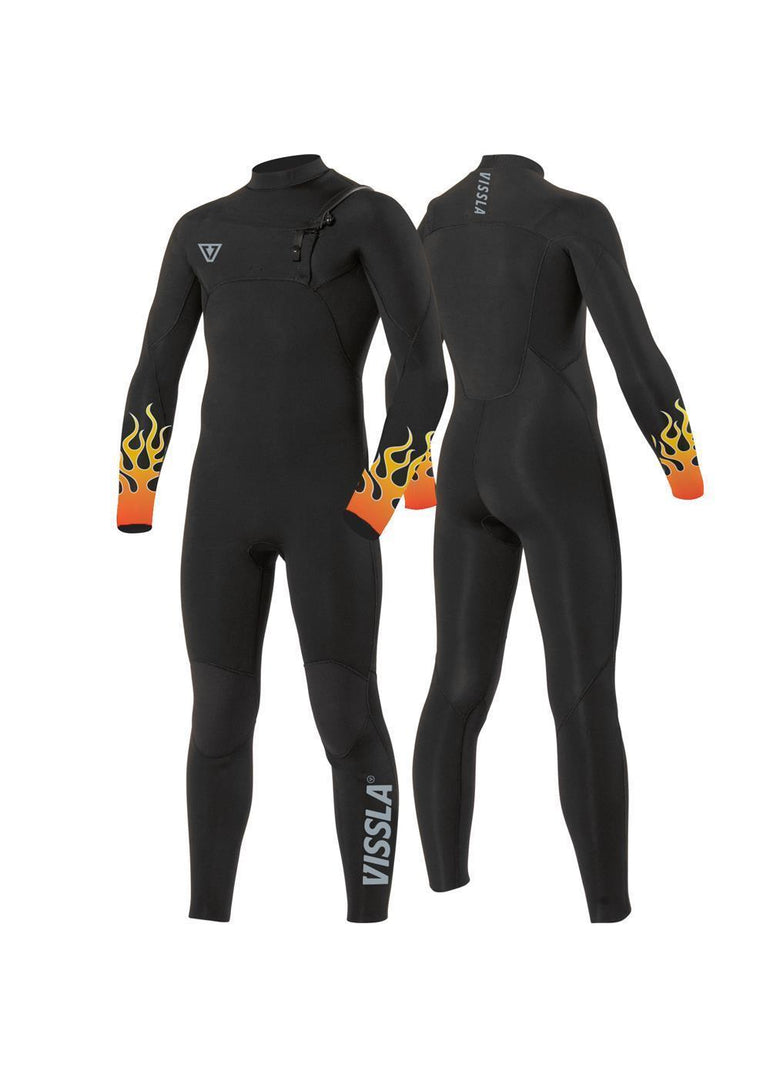 Vissla HIGH SEAS BOYS FIRE 3-2 FULL CHEST ZIP-BLK - Stoke Outlets